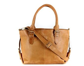 Leather Handbag Tote Bag Purse Tan