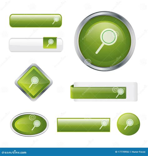 Modern Glossy Green Search Button Set Stock Vector - Illustration of ...