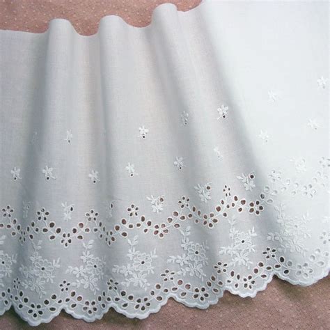 1yds Antique Style Eyelet Embroidered Cotton Lace 9"(23cm) Wide White Off-white | Cotton lace ...