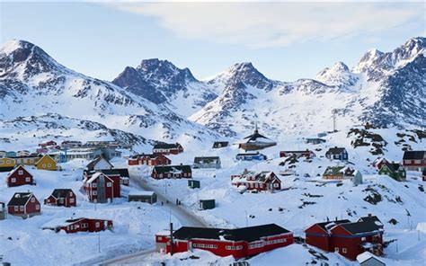 Wallpaper Tasiilaq in winter, Greenland, houses, thick snow HD, Picture, Image