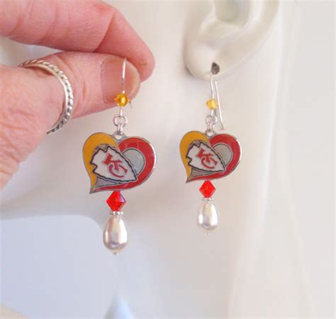 Chiefs Football, Kansas City Chiefs, Crystal Dangle Earrings, Charm Earrings, Kc Chiefs Jewelry ...