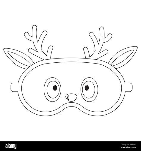 sleep mask with a deer face, black outline, isolated vector illustration Stock Vector Image ...