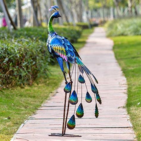 TERESA'S COLLECTIONS 35inch Metal Decorative Peacock Standing Art Recommended - BackyardEquip.com