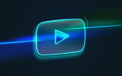 4K Free download | Youtube logo, light art, Youtube emblem, blue light ...