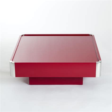 Mid-Century Italian Square Dark Red Coffee Table by Mario Sabot 1970s ...