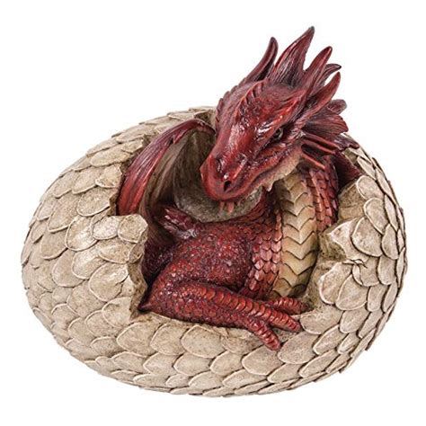 Buy Pacific Giftware Red Dragon Egg Hatching Garden Statue Home Decor ...