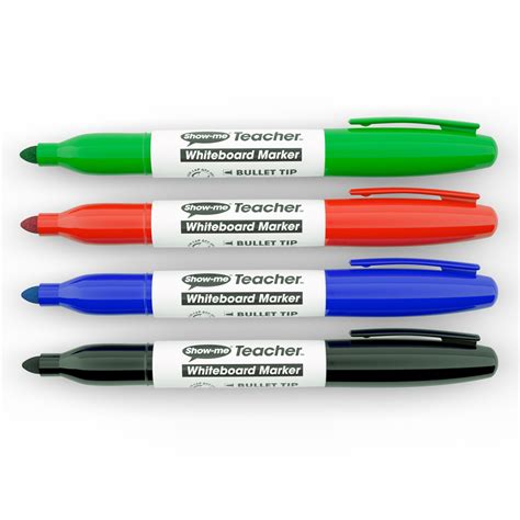 TEACHER Whiteboard Markers, Assorted Colours, Pack of 4 - Eastpoint