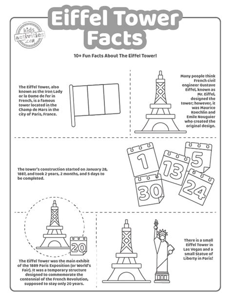 Cool Eiffel Tower Facts To Print & Color | Kids Activities Blog