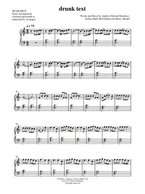 "drunk text" Sheet Music - 1 Arrangement Available Instantly - Musicnotes