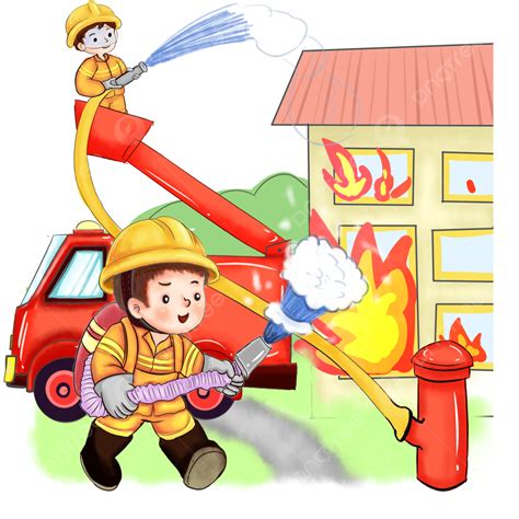 Fire Firefighter Clipart Transparent PNG Hd, Hand Painted Children ...