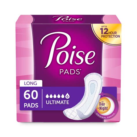 Poise Incontinence Pads for Women, Ultimate Absorbency, Long, 60 Ct ...