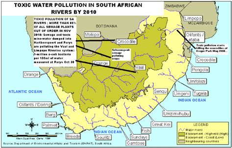 Toxic water pollution in South African rivers (Source: Google Earth,... | Download Scientific ...