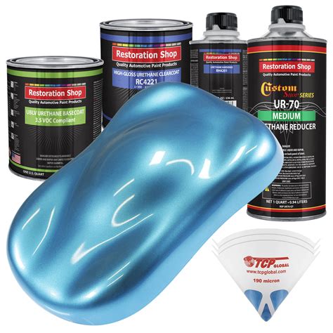 Electric Blue Metallic Quart Kit Low VOC URETHANE BASECOAT Car Auto Paint Kit - Walmart.com