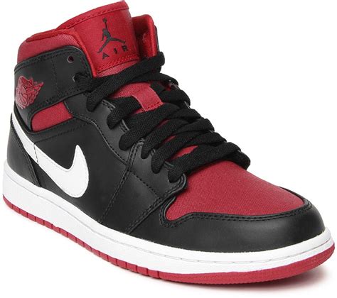 Nike Air Jordan 1 Mid Basketball Shoes - Buy BLACK/GYM RED-WHITE Color ...