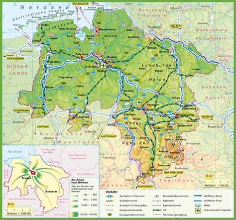 Lower Saxony map with cities and towns - Ontheworldmap.com