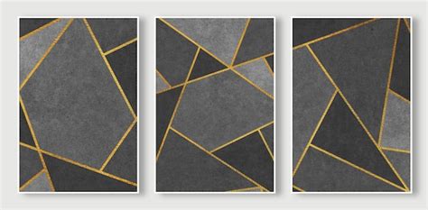 Premium Photo | A series of four paintings with yellow lines on them.