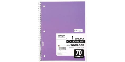 Mead Spiral Notebooks, 1 Subject, College Ruled, 70 Sheets, Assorted Colors