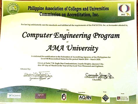 AMA University Receives Level III PACUCOA Accreditation For BS Computer Engineering - AMAES News ...