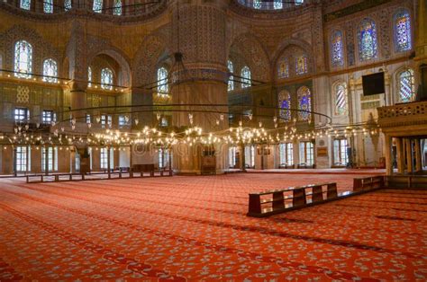 Istanbul,Turkey, April 21, 2015:Interior of the Sultanahmet Mosque Blue Mosque in Istanbul, Tu ...