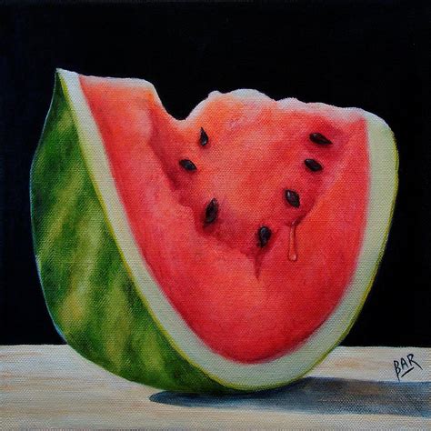 Watermelon Slice Painting by Barbara Robertson - Fine Art America