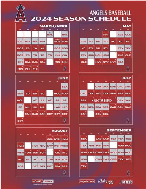 Los Angeles Angels 2024 Printable Schedule