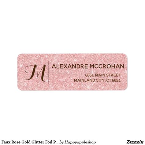Faux Rose Gold Glitter Foil Pink Return Address Label | Zazzle | Rose gold glitter, Return ...