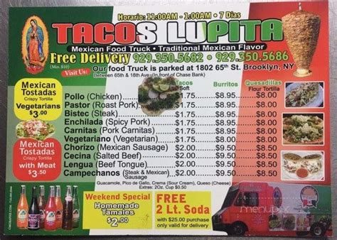 Menu of Tacos Lupita in Brooklyn, NY 11204