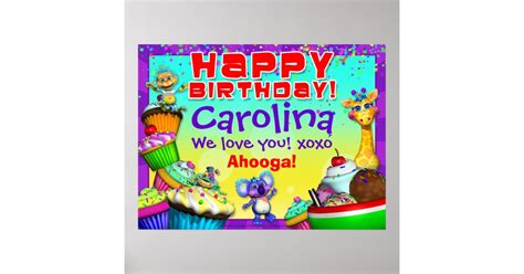 24x18" GiggleBellies Cupcake Birthday Poster | Zazzle