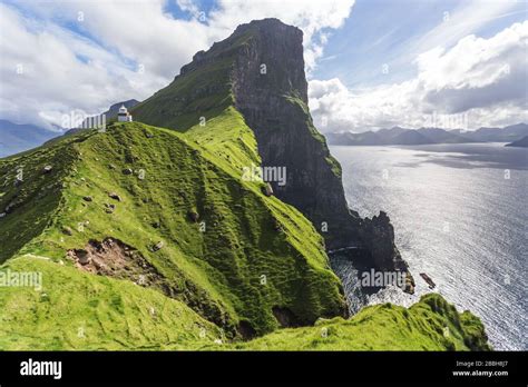 Kallur lighthouse, Kalsoy island, Faroe Islands, Denmark Stock Photo - Alamy