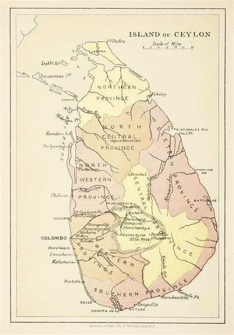 Island of Ceylon [Sri Lanka] - Antique Print Map Room