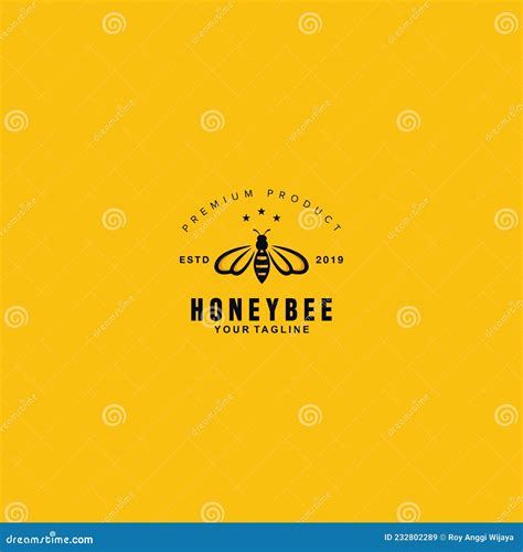 Honey Bee Logo Design Template Concept with Background and Shadow Stock ...