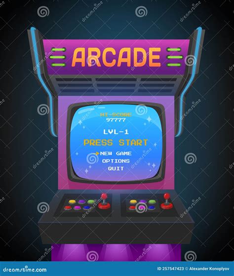 Arcade Machine Game Screen 80s 90s Gaming Start Menu Isometric Vector ...