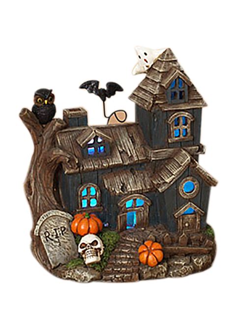 8.3 Inch Lighted Resin Haunted House