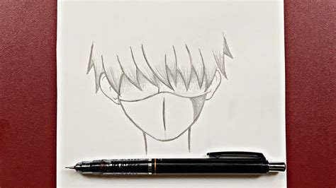 Easy anime drawing | how to draw a sad boy wearing a mask easy step-by ...