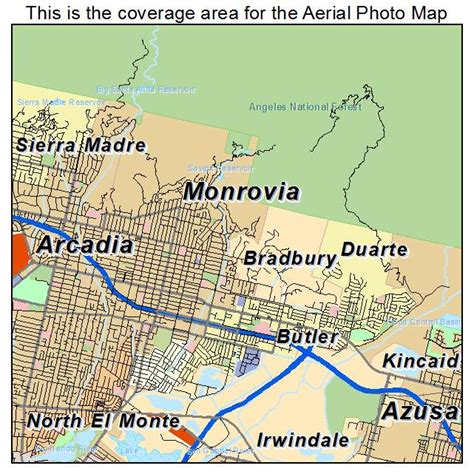 Aerial Photography Map of Monrovia, CA California