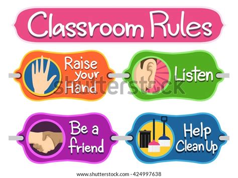 Illustration Ready Print Labels Classroom Rules Stock Vector (Royalty ...