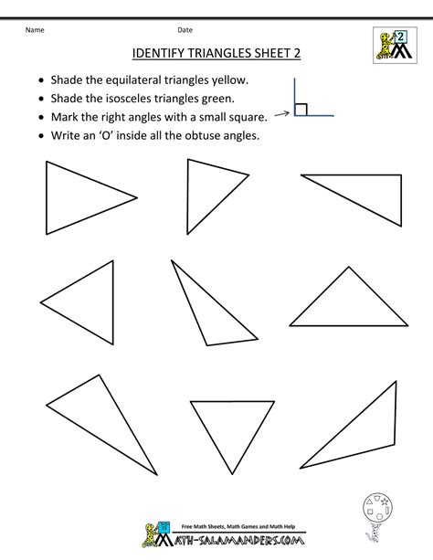 Triangle Types Worksheet