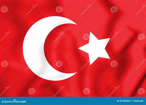 3D Flag of Ottoman Empire 1299-1923. Stock Illustration - Illustration of east, flag: 87960865