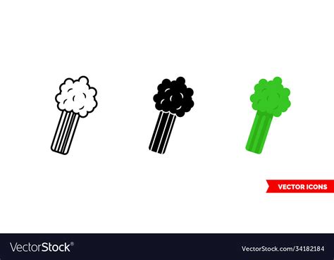 Celery icon 3 types color black and white Vector Image