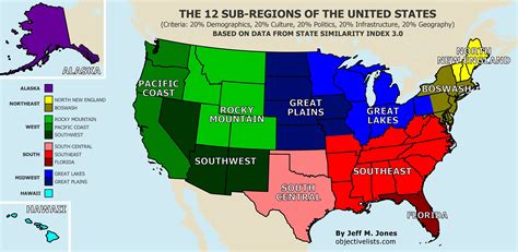 The 12 Sub-Regions of the United States - OBJECTIVE LISTS