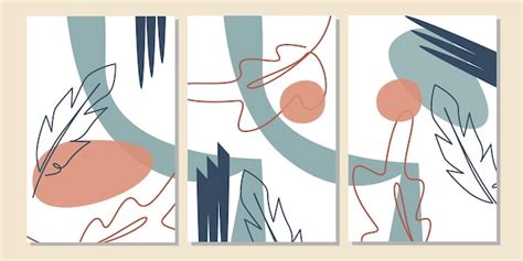 Premium Vector | Set of 3 hand drawn abstract shapes wall art. abstract ...