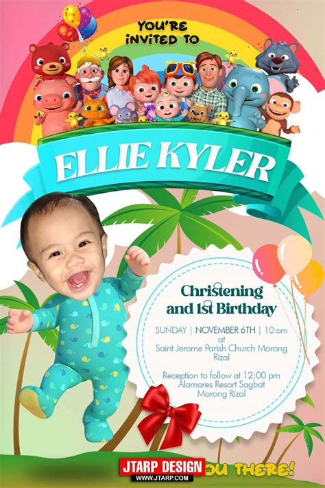 4R Christening and 1st birthday of Ellie Kyler Villaflor Cocomelon Invitation Design