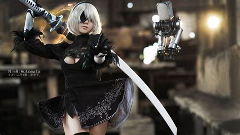 2B character digital wallpaper #cosplay Nier Automata #2B No. 2 Yorha #1080P #wallpaper # ...