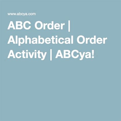 ABC Order | Alphabetical Order Activity | ABCya! Alphabet Games ...