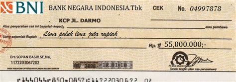 Contoh Cek Bank Indonesia Tukar - IMAGESEE