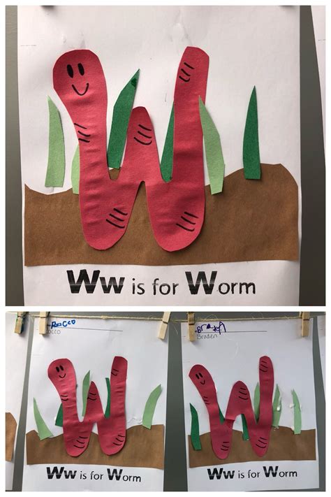 W is for Worm, Alphabet art, Alphabet craft, preschool letters | Preschool letter crafts ...