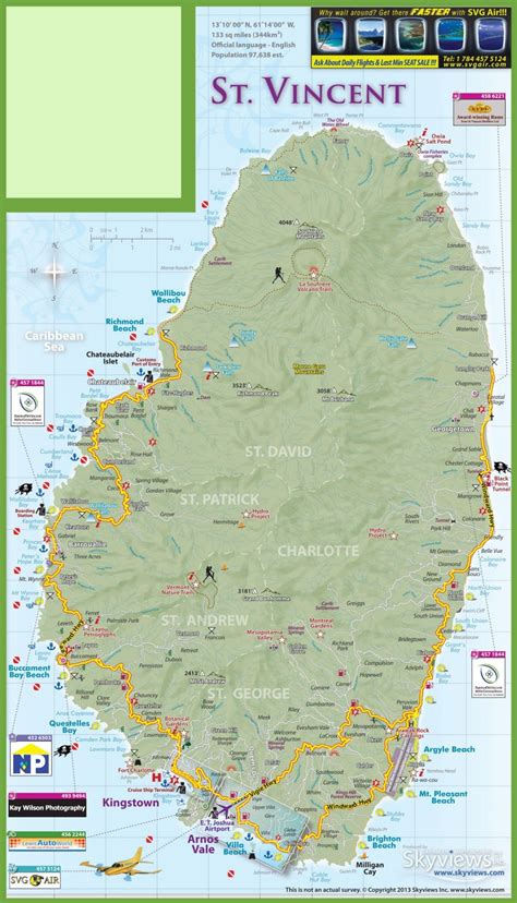 Large detailed tourist map of Saint Vincent island - Ontheworldmap.com