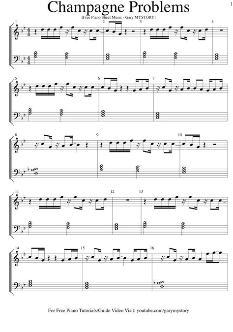 Champagne Problems - Nick Jonas FREE PIANO SHEET MUSIC (Easy Piano ...