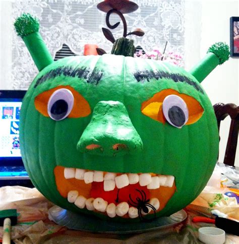 We won most creative pumpkin contest at school. Got to love Shrek! | Creative pumpkins, Pumpkin ...