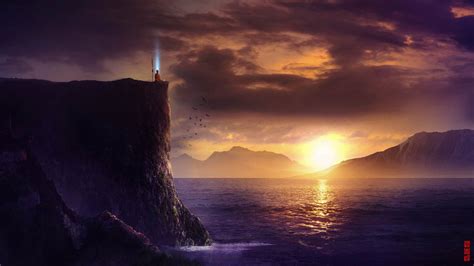 Man meditating at the edge of the cliff facing sunset wallpaper ...